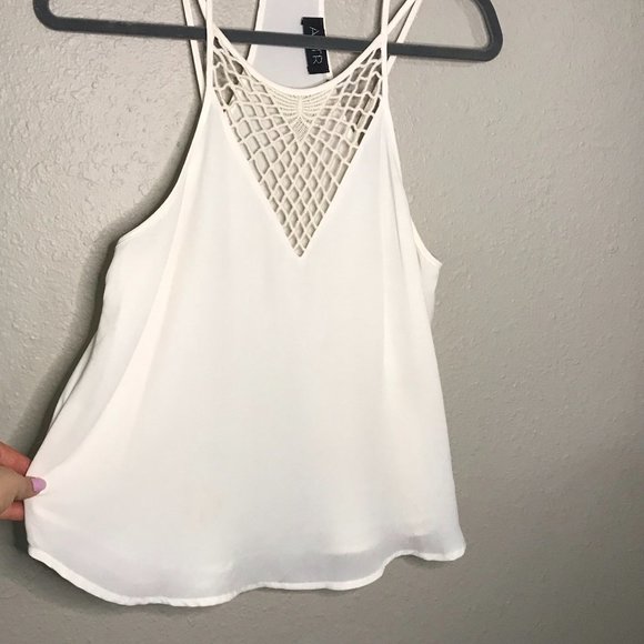 ASTR Cream High Neck Crochet Halter Strappy top - Picture 3 of 7